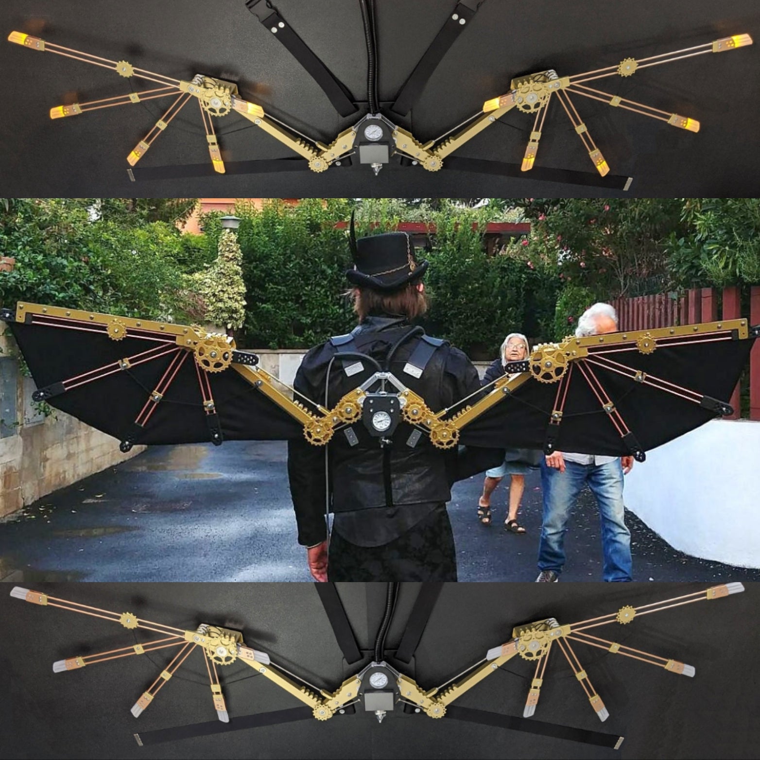 Deluxe CO2 Steampunk Wings - Opens 6.5 Feet Wide